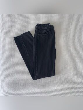 black straight leg jeans